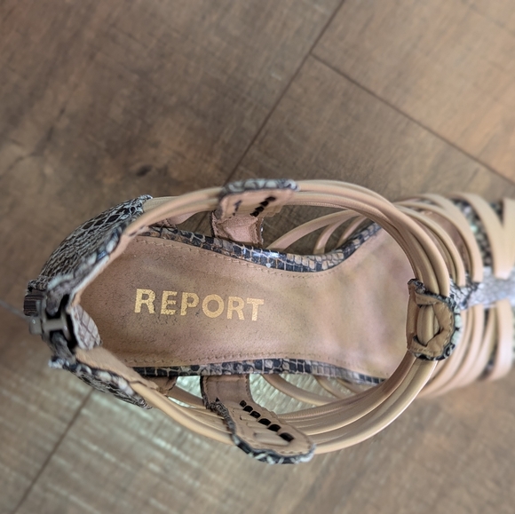Snake Print Heeled Sandals by Report - Picture 7 of 9